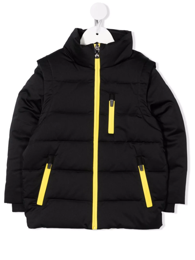 Ferrari Kids' Two-tone Puffer Jacket In Black