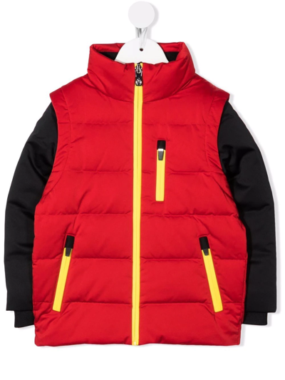 Ferrari Kids' Layered Puffer Jacket In Red