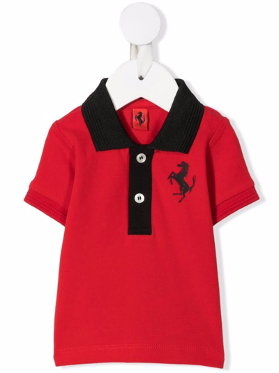 Ferrari Kids' Embossed-logo Polo Shirt In Rot