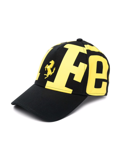 Ferrari Kids' Logo Embroidered Cap In Black