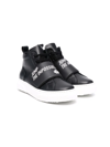 DSQUARED2 LOGO-PRINT HIGH-TOP LEATHER SNEAKERS