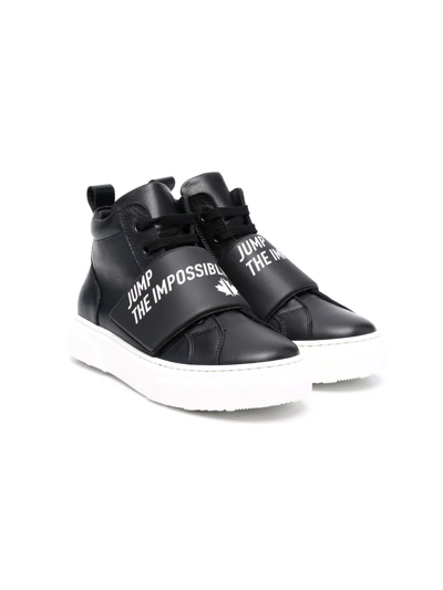 Dsquared2 Kids' Logo-print High-top Leather Sneakers In Black