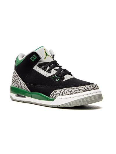Jordan Kids' Air  3 Retro "pine Green" Sneakers In Black