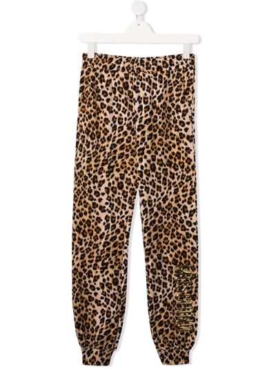 Moschino Teen Leopard-print Trousers In Brown