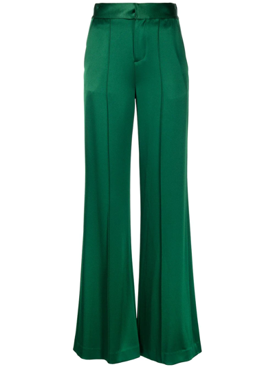 Alice And Olivia Dylan High-waist Pintuck Trousers In Deep Emerald