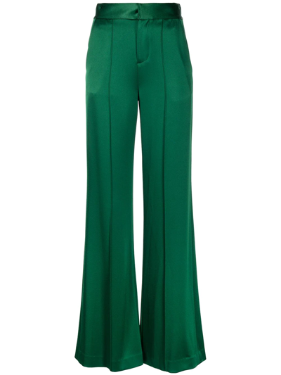 Alice And Olivia Dylan High-waist Pintuck Trousers In Green