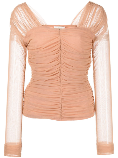 A.l.c Jackie Ruched Long Sleeve Top In Blush