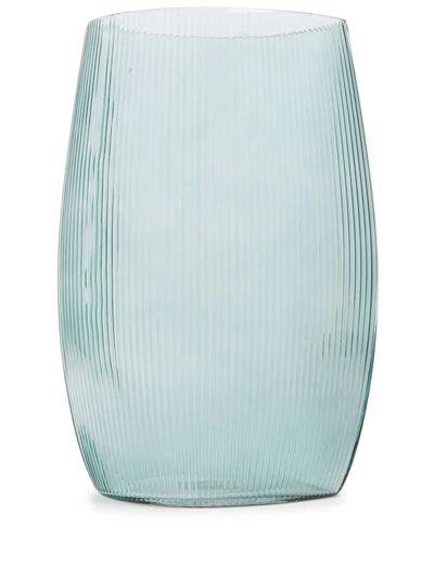 Normann Copenhagen Tide Glass Ribbed Vase In Blue