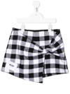 Msgm Kids Shorts With White And Black Gingham Motif In Black