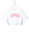 Msgm Cropped Logo-print T-shirt In White