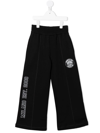 Msgm Logo-print Wide-leg Cotton Track Pants In Black