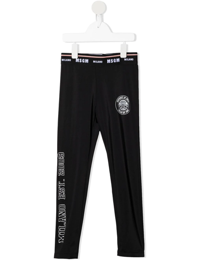 Msgm Kids' Logo-print Track Pants In Black