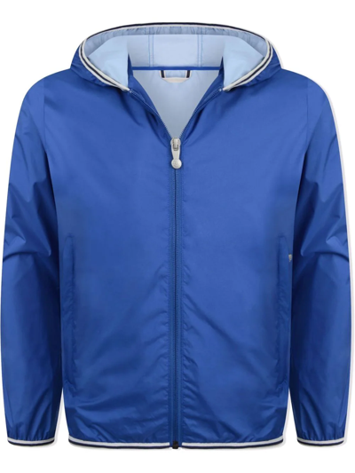 Pyrenex Kids' Zip-front Hooded Jacket In Blue