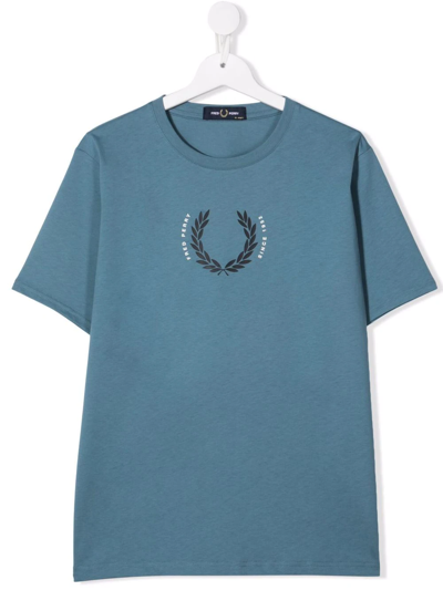 Fred Perry Teen Logo-print T-shirt In Blue