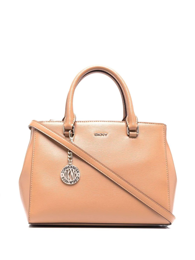 Dkny Logo-embossed Leather Tote Bag In Pink