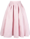 Alexander Mcqueen Pleated Faille Midi Skirt In Pink