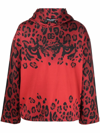 Dolce & Gabbana Leopard - Print Cotton Hoodie In Red