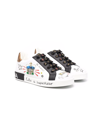 Dolce & Gabbana Kids' Like A Superhero Low-top Sneakers In White