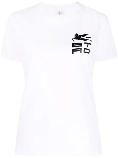 Etro Logo棉质平纹针织t恤 In White