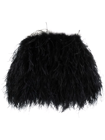 Styland Ostrich Feather Top In Black