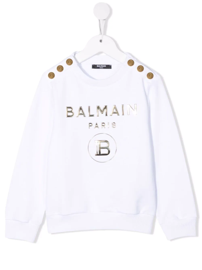 Balmain Babies' Logo Print Sweatshirt In White
