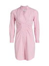 Derek Lam 10 Crosby Beverly Stripe Shirtdress In Pink White
