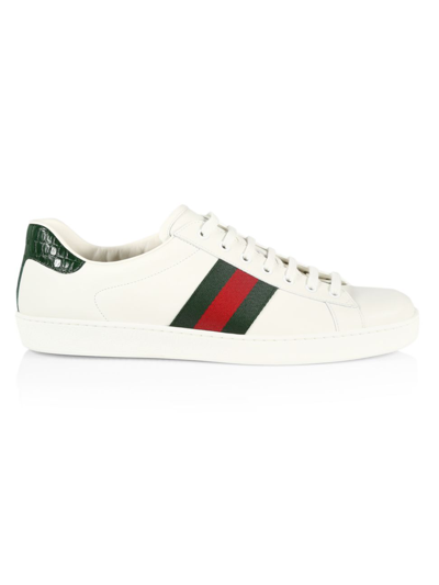 Gucci White Calf Leather Bos Taurus Low Top Sneakers
