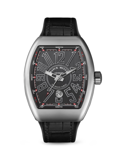 Franck Muller Vanguard Stainless Steel & Alligator Leather Strap Watch In Black