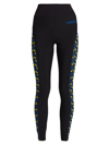 Versace Greca Signature Accent Gym Leggings In Black Print