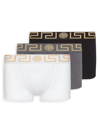 Versace Logo Boxers Set In Black Grey White