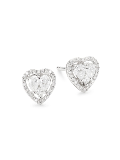 Saks Fifth Avenue Women's 14k White Gold & 0.56 Tcw Diamond Heart Stud Earrings