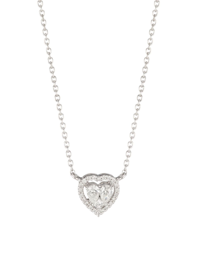 Saks Fifth Avenue Women's 14k White Gold & 0.28 Tcw Diamond Heart Pendant Necklace