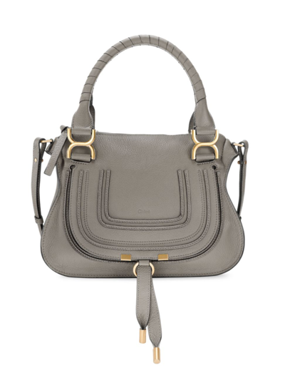 Chloé Small Marcie Leather Satchel In Grey