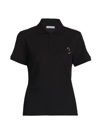 MONCLER WOMEN'S SEQUIN-EMBELLISHED LOGO & DRAWCORD BACK POLO TEE,400015397250