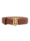 BURBERRY MONOGRAM BUCKLE TOPSTITCHED LEATHER BELT,400015468999