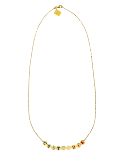 Eyem By Ileana Makri Women's Emily In Paris 18k Gold-plated & Enamel 'c'est La Vie' Necklace In Yellow Gold