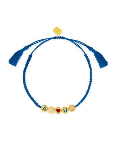 Eyem By Ileana Makri Women's Emily In Paris Amour 18k Gold-plated Bead & Enamel Bracelet In Blue Multi