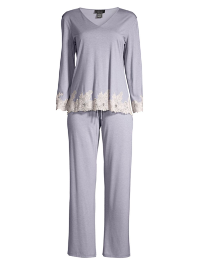 Natori Luxe Shangri La Two-piece Pajama Set In Heather Stone