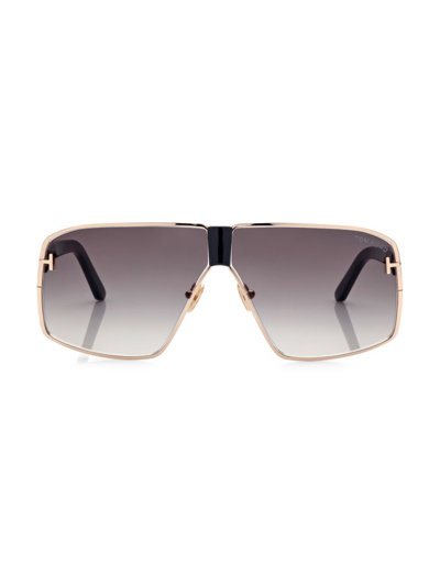 Tom Ford Men's Reno 66mm Shield Sunglasses In Shiny Rose Gold