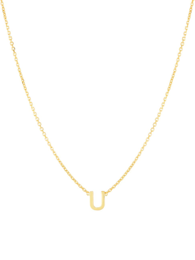 Saks Fifth Avenue 14k Yellow Gold Initial Pendant Necklace In Initial U