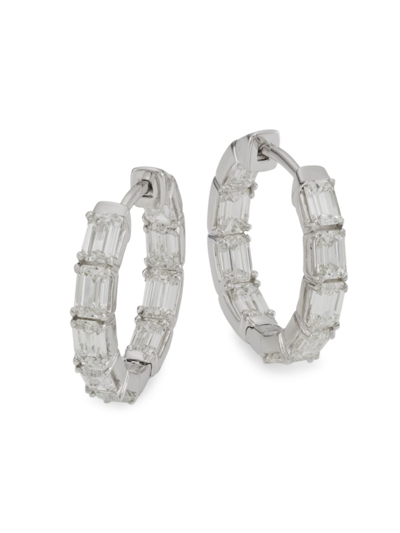 Saks Fifth Avenue Women's 14k White Gold & 3.03 Tcw Diamond Inside-out Hoop Earrings