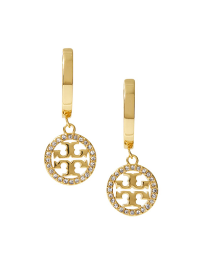 Tory Burch Women's Miller Goldtone & Pave Crystal Hoop Earrings In Tory Gold Crystal