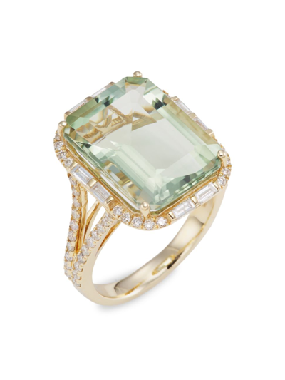 Saks Fifth Avenue Women's 14k Yellow Gold, Green Amethyst & Diamond Ring