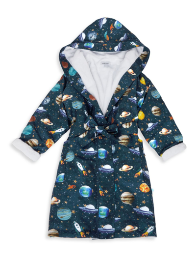 Posh Peanut Kid's Cosmic Galaxy Plush Robe In Blue