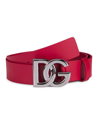 Dolce & Gabbana 40cm Gunmetal Buckle Leather Belt In Red