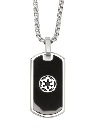 Cufflinks, Inc Imperial Rebel Reversible Stainless Steel Tag Necklace In Silver