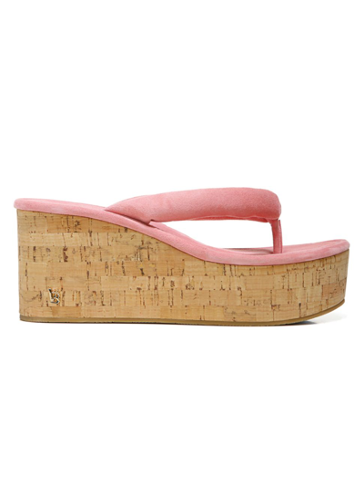 Veronica Beard Gabby Platform Wedge Thong Sandal In Nocolor