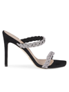 Stuart Weitzman Addison Braided Embellished Suede Sandals In Black