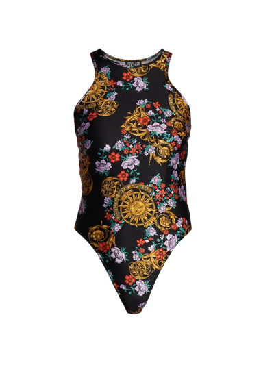 Versace Jeans Couture Garland Print Lycra Sleeveless Bodysuit In Neutral