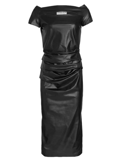 Chiara Boni La Petite Robe Mei Faux Leather Midi Dress In Black | ModeSens